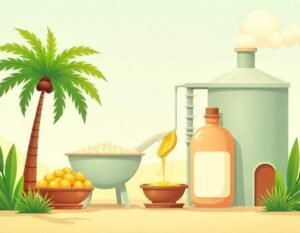 Illustration of palm oil processing for baby formula