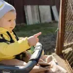 Baby stroller safety harness close up