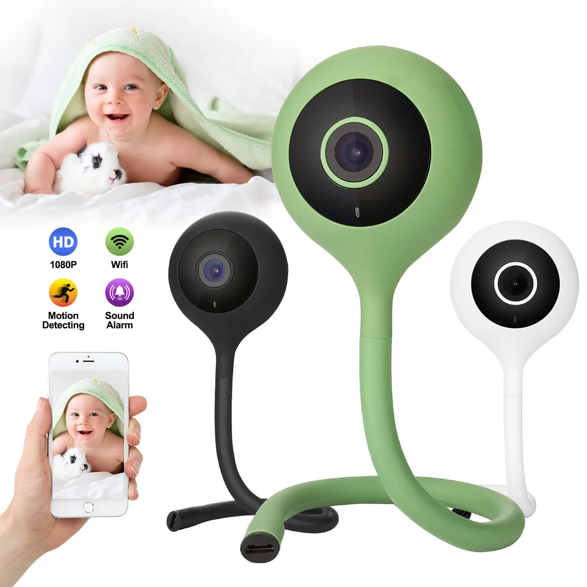 WiFi baby monitor night vision two-way audio